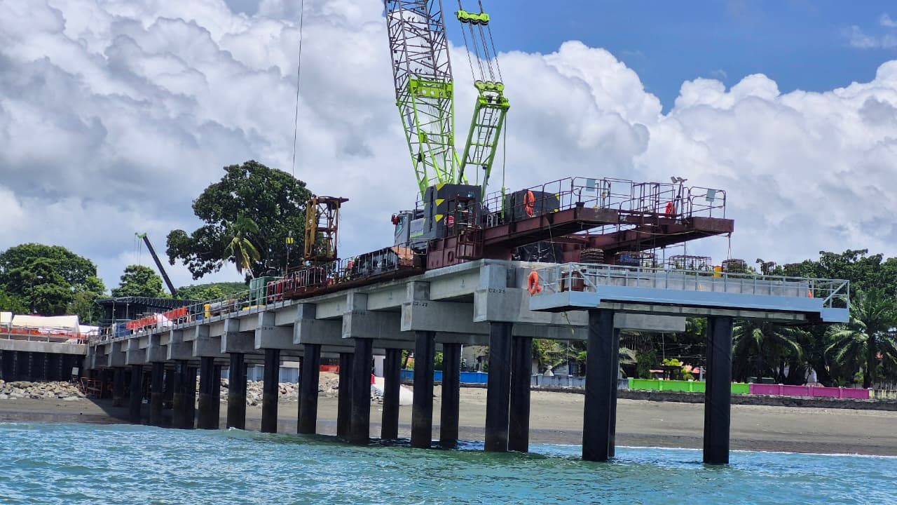 Avanza la construcción del nuevo muelle fiscal de Puerto Armuelles con un 72% de ejecución
